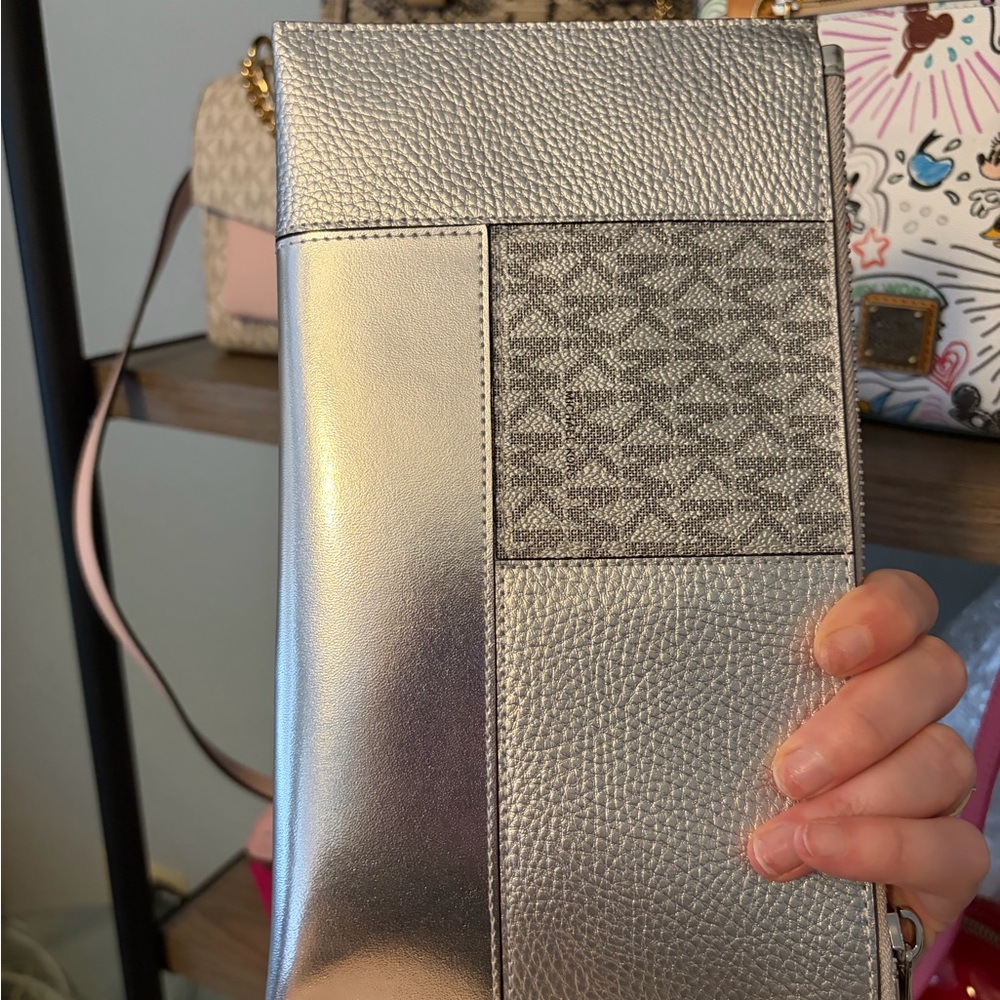 Michael Kors Metallic Silver Patchwork Wristlet C… - image 2